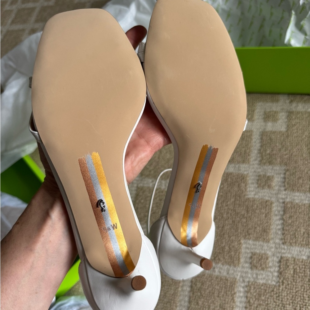 Sam Edelman Peonie Kitten Heel Sandal White Leather Ankle Strap Resort Shoes 9.5 - Picture 9 of 17